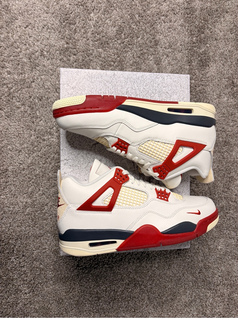 Nike Men's Retro Sneakers - Cream, Red